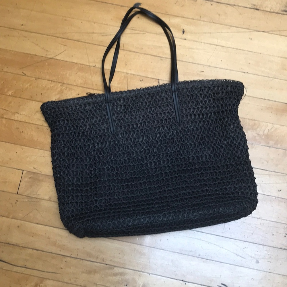 Large black knit style shoulder bag